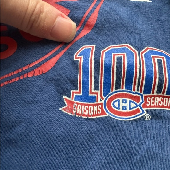 MONTREAL CANADIENS Blue 100th Season T-Shirt 2008-2009 - L - Picture 7 of 8